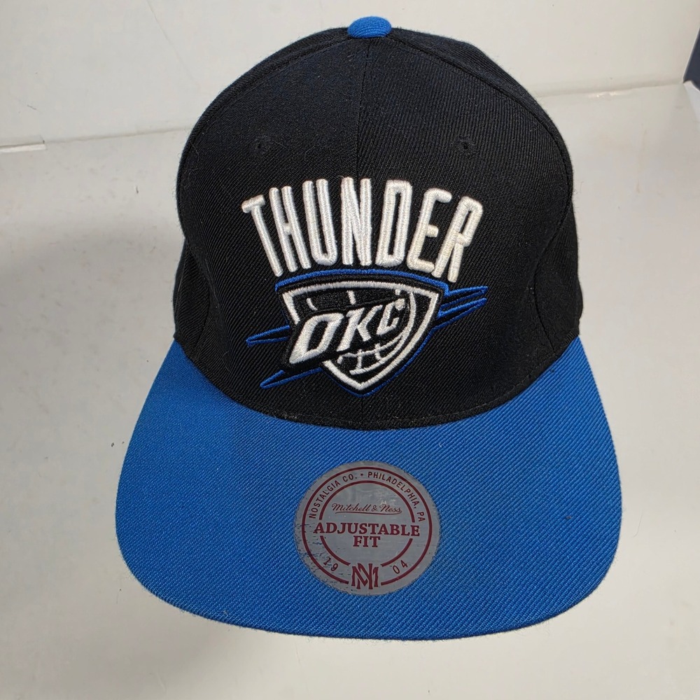 Mitchell & Ness Oklahoma City Thunder Snapback Hat Black Blue NBA OKC Cap